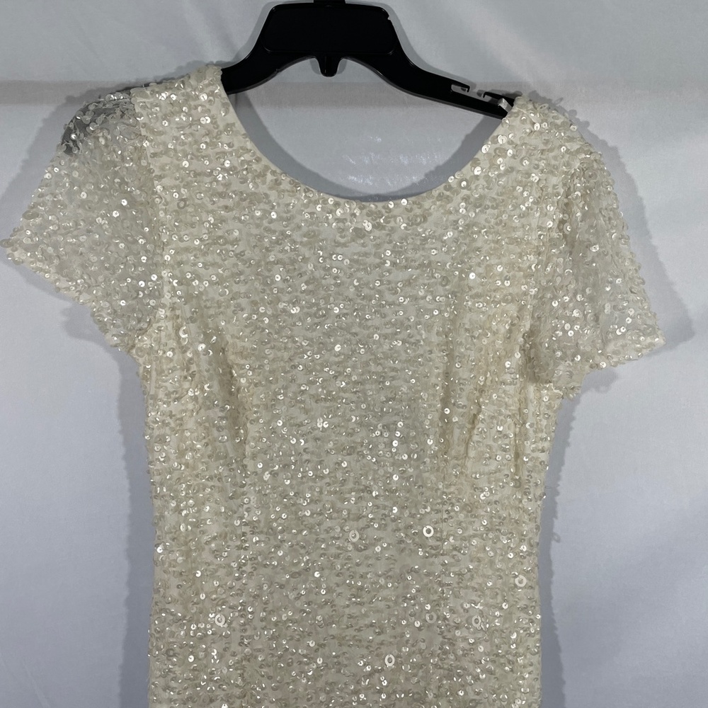 New Adrianna Papell sequin scoop back gown ivory 10 - Picture 10 of 16
